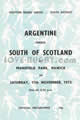 South of Scotland v Argentina 1973 rugby  Programme